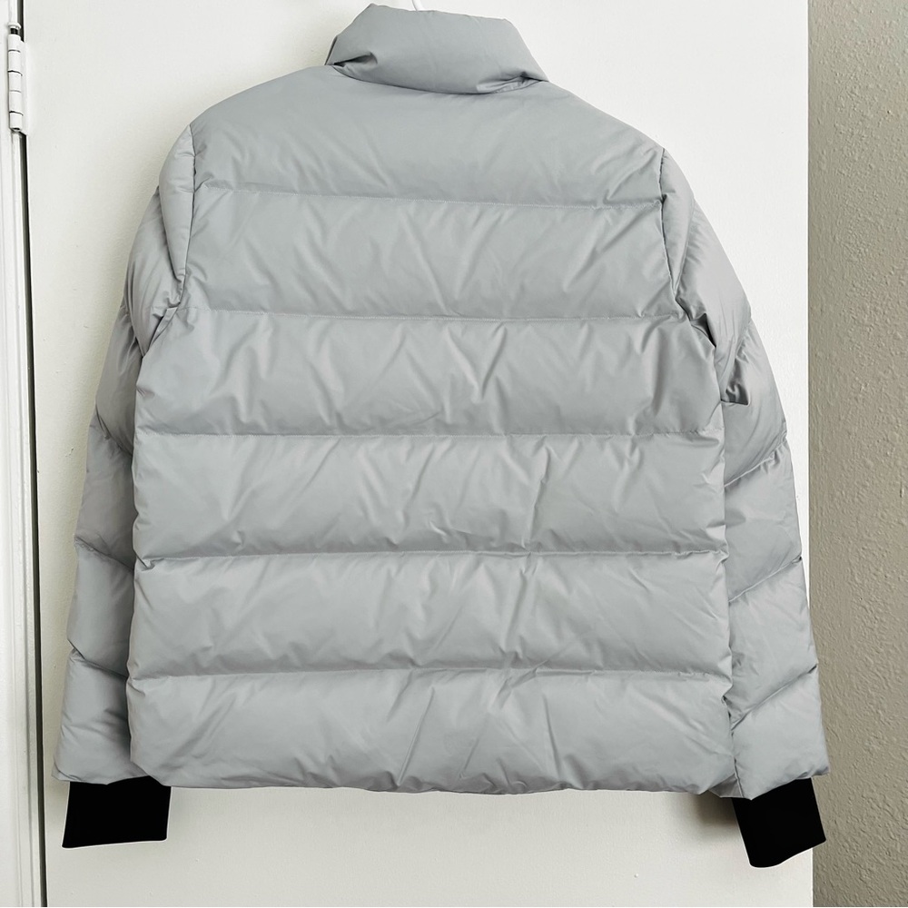NWT Theory Stand Collar Puffer Down Jacket Silver Grey Down Size S - Picture 4 of 8